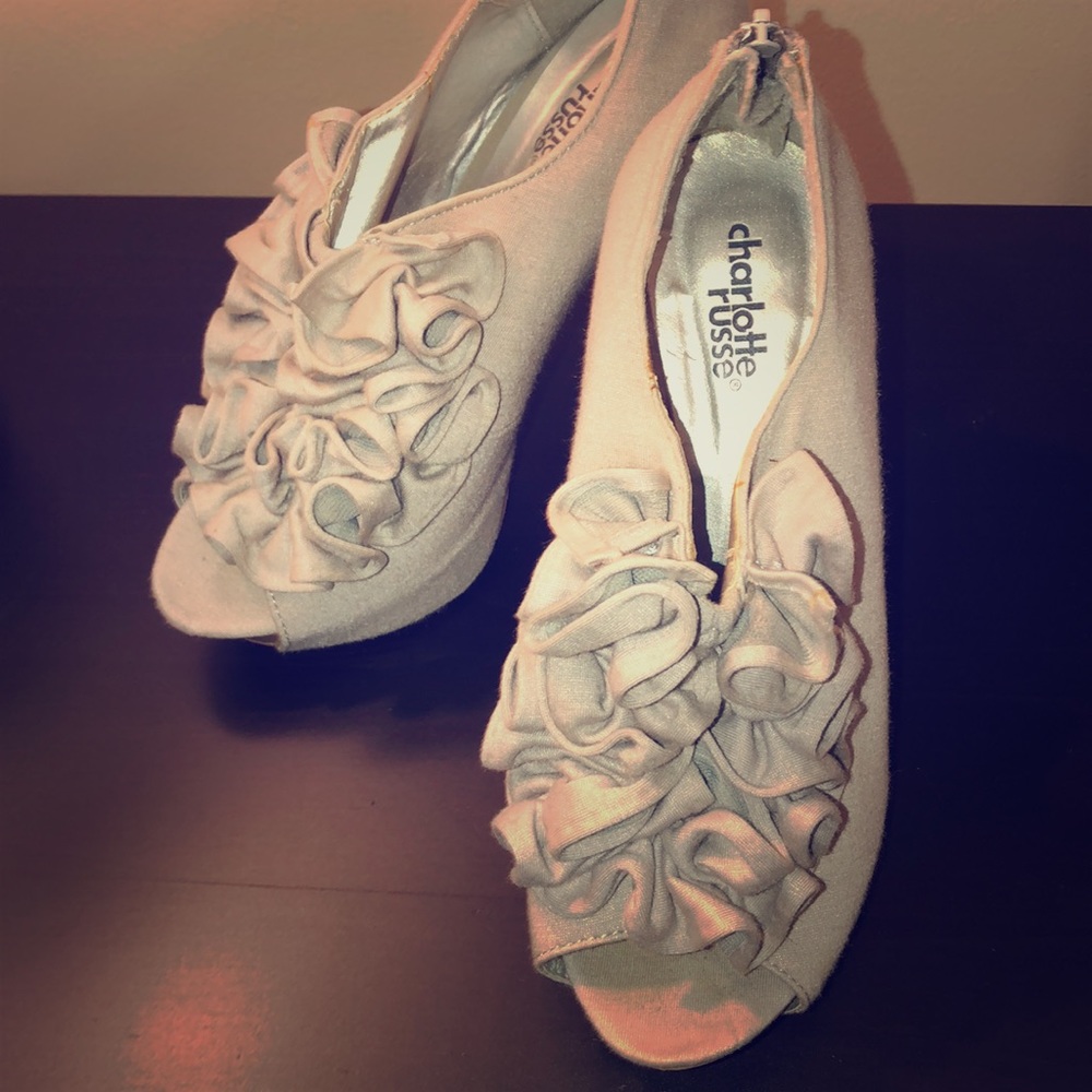 Grey Ruffle Heels